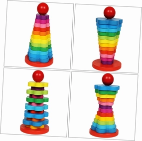 VANZACK 1 Set Rainbow Column Game for Educational Plaything to Enhance Creativity Hand Eye Coordination Logical Thinking for Parent Interaction
