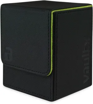 Vault X Trading Card Toploading Deck Box, 80  sleeved cards, Premium Exo-Tec Material, Card Holder Storage Box, Detachable Magnetic Lid, for MTG Commander, TCG (Black/Electric Green)