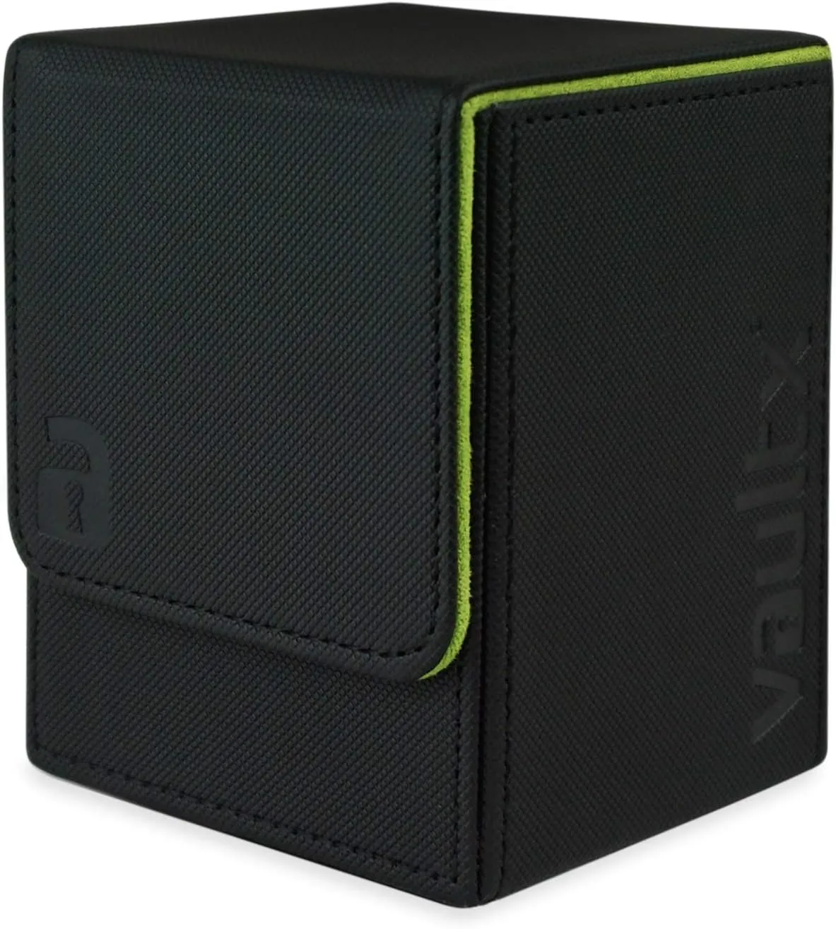 Vault X Trading Card Toploading Deck Box, 80  sleeved cards, Premium Exo-Tec Material, Card Holder Storage Box, Detachable Magnetic Lid, for MTG Commander, TCG (Black/Electric Green)