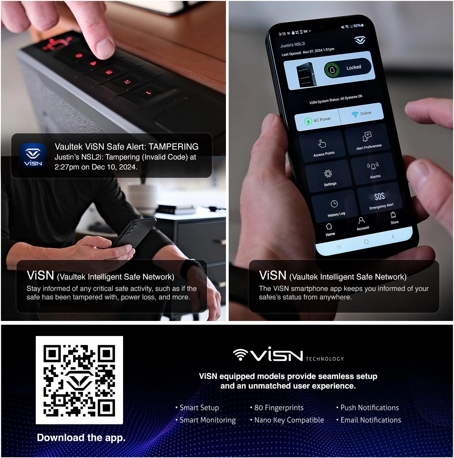 VAULTEK Slider Series Rugged Smart Handgun Safe Quick Auto-Open Sliding Door Pistol Safe with Biometric Scanner, Live Alerts, and Mounting Plate (Biometric   ViSN WiFi)