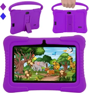 Veidoo Kids Tablet, 7 inch Android Tablet PC, 2GB RAM 32GB ROM, Safety Eye Protection Screen, WiFi, Dual Camera, Games, Parental Control APP, Tablet with Silicone Case(Purple)