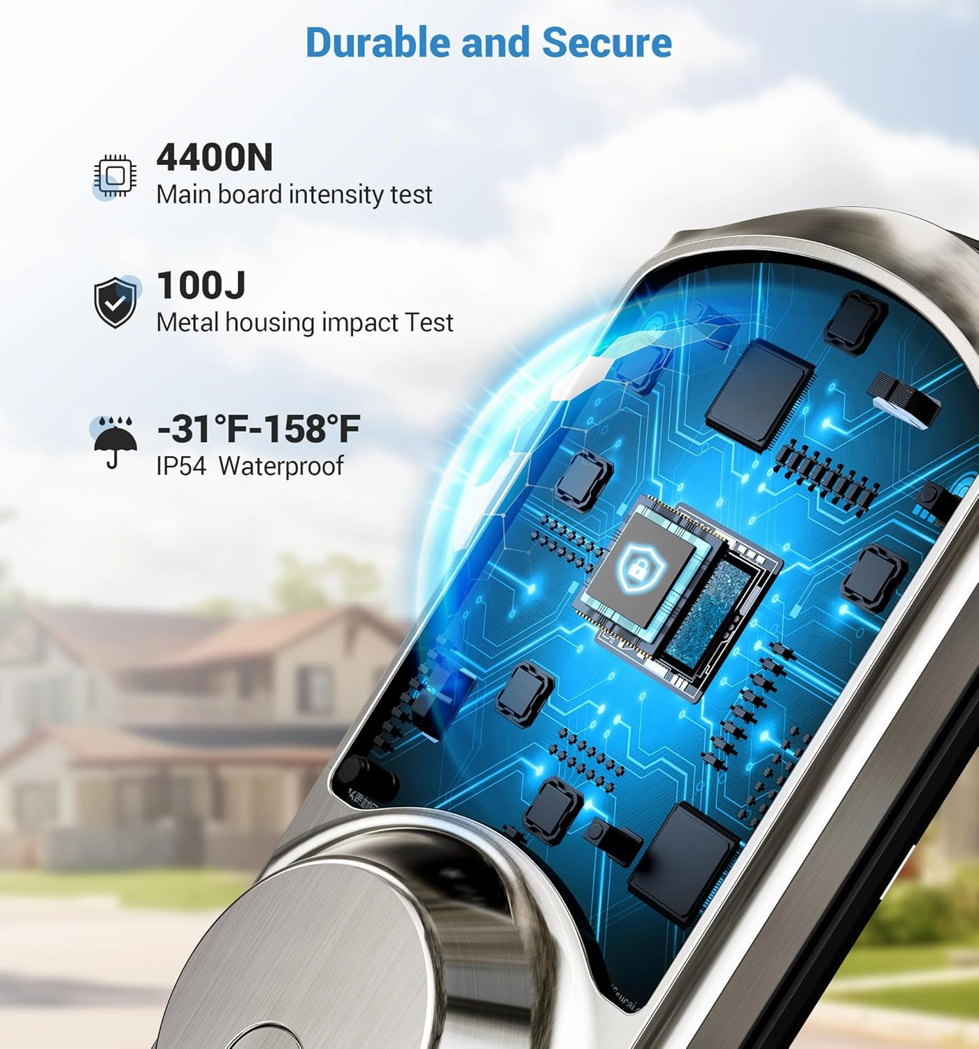 Veise VE06-L Smart Locks with 2 Lever Handle Set, App Control, Keyless Entry Deadbolt for Front Door, Electronic Digital Touchscreen Keypad, Auto Lock, Waterproof, Easy Installation, Satin Nickel