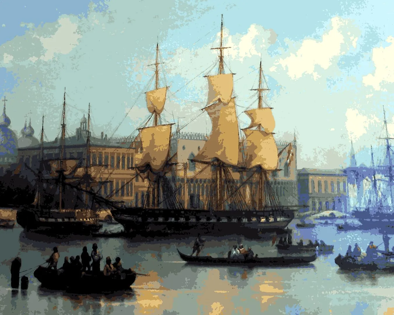 Venice, Italy Collection PD (56) - SMS Fregatte Novara by Josef Püttner - Van-Go Paint-by-Number Kit 60x75cm no Frame