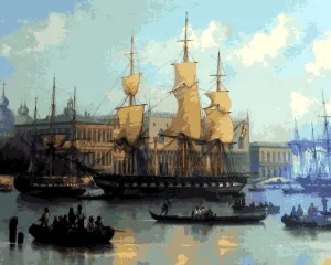 Venice, Italy Collection PD (56) - SMS Fregatte Novara by Josef Püttner - Van-Go Paint-by-Number Kit 60x75cm no Frame
