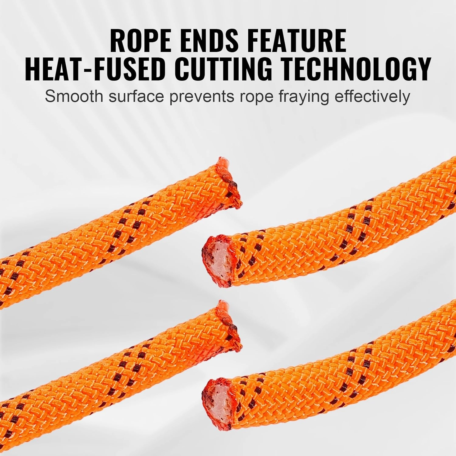 VEVOR Double Braided Polyester Rope, 1/2 in x 120 ft, 48 Strands, 8000 LBS Breaking Strength Outdoor Ropes, Arborist Rigging Rope for Rock Hiking Camping Swing Rappelling Rescue, Orange/Black