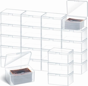 Vicenpal Playing Deck Card Storage Box Plastic Card Boxes Compatible with 100 Mtg Holder Storage Case 4.3 x 2.95 x 2.2 Inches Organizer Snap Closed Trading Games Collector(24 Pcs)