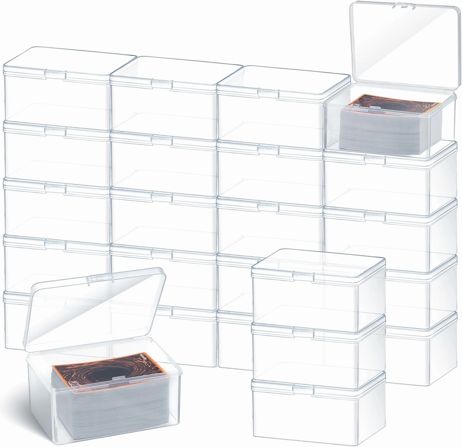Vicenpal Playing Deck Card Storage Box Plastic Card Boxes Compatible with 100 Mtg Holder Storage Case 4.3 x 2.95 x 2.2 Inches Organizer Snap Closed Trading Games Collector(24 Pcs)