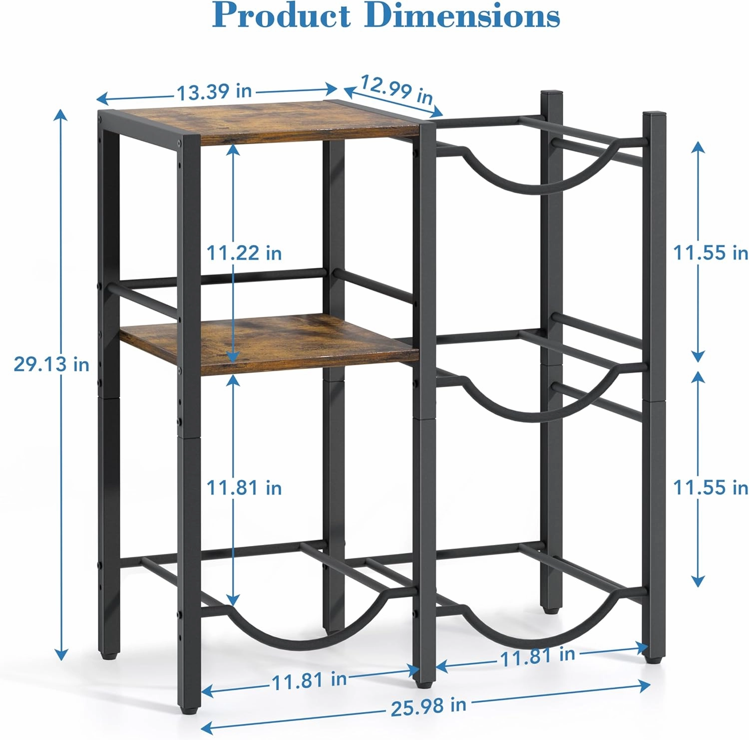VINAEMO 5 Gallon Water Jug Holder, Water Jug Stand with Wood Storage Shelves, 5 Gal Water Bottle Holder Storage Rack with Water Dispenser Stand for Home/Office/Garage Organizer (Rustic Brown Wood)