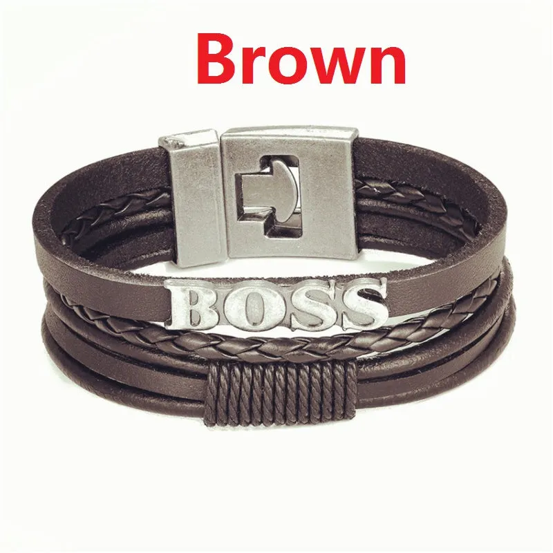 Vintage Men's Alphabet Braided Leather Bracelet