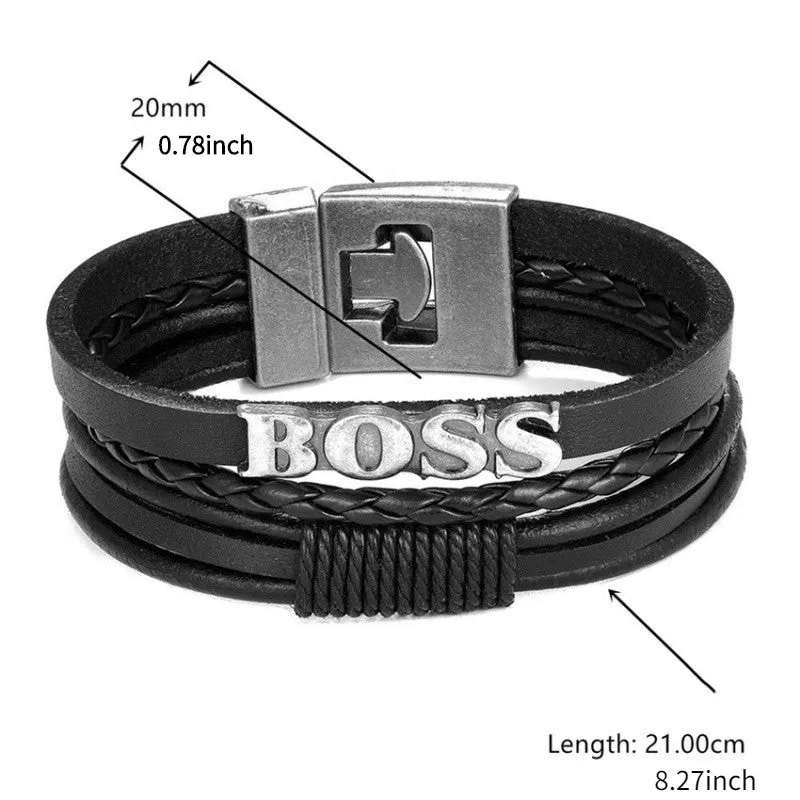 Vintage Men's Alphabet Braided Leather Bracelet