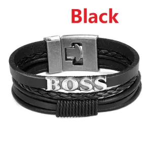 Vintage Men's Alphabet Braided Leather Bracelet