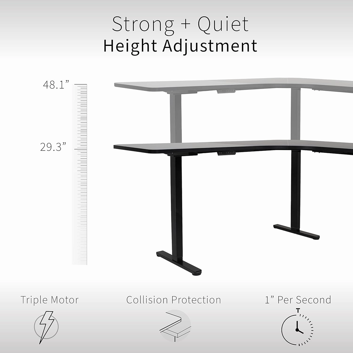VIVO Electric Height Adjustable 71 x 71 inch Curved Corner Stand Up Desk, Dark Gray Table Top, White Frame, Memory Controller, L-Shaped Workstation, E3C Series, DESK-KIT-E3CWG