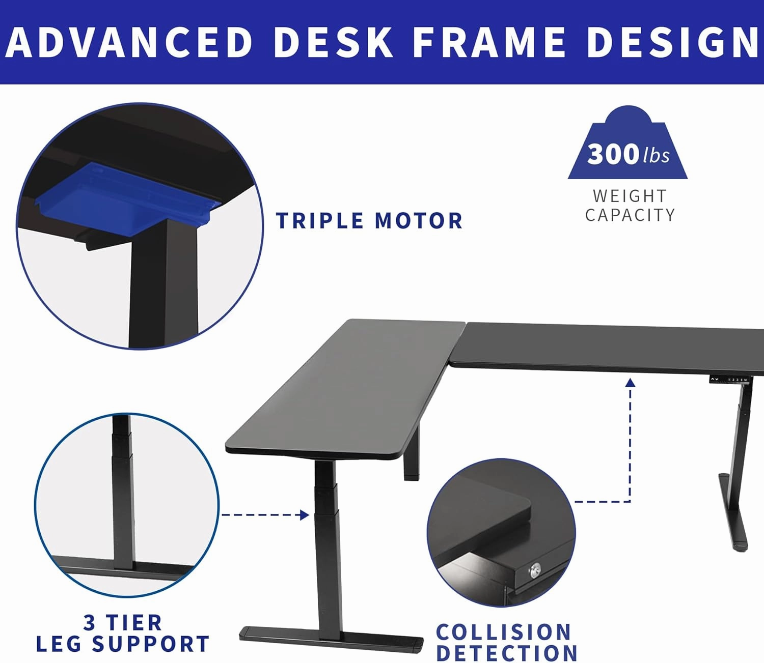 VIVO Electric Height Adjustable 83 x 60 inch Corner Stand Up Desk, 2 Reclaimed Wood Solid Table Tops, Black Frame, Memory Controller, L-Shaped Workstation, 3E Series, DESK-KIT-3E8BP