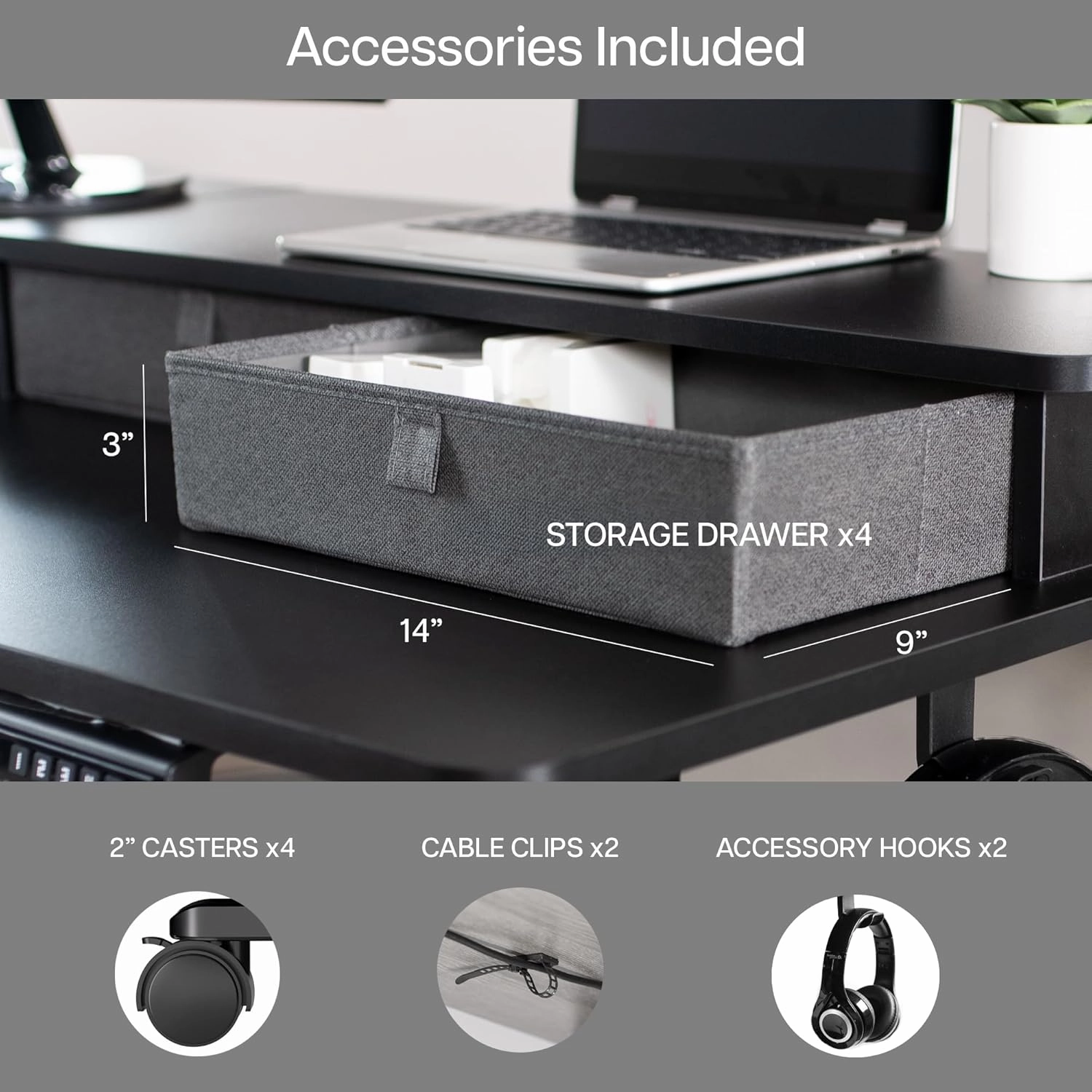 VIVO Electric Mobile Corner 75 x 63 inch 2 Tier Stand Up L-Shaped Desk, Height Adjustable, Memory Controller, Storage Drawers, Black Top Black Frame, DESK-E3CVB-75