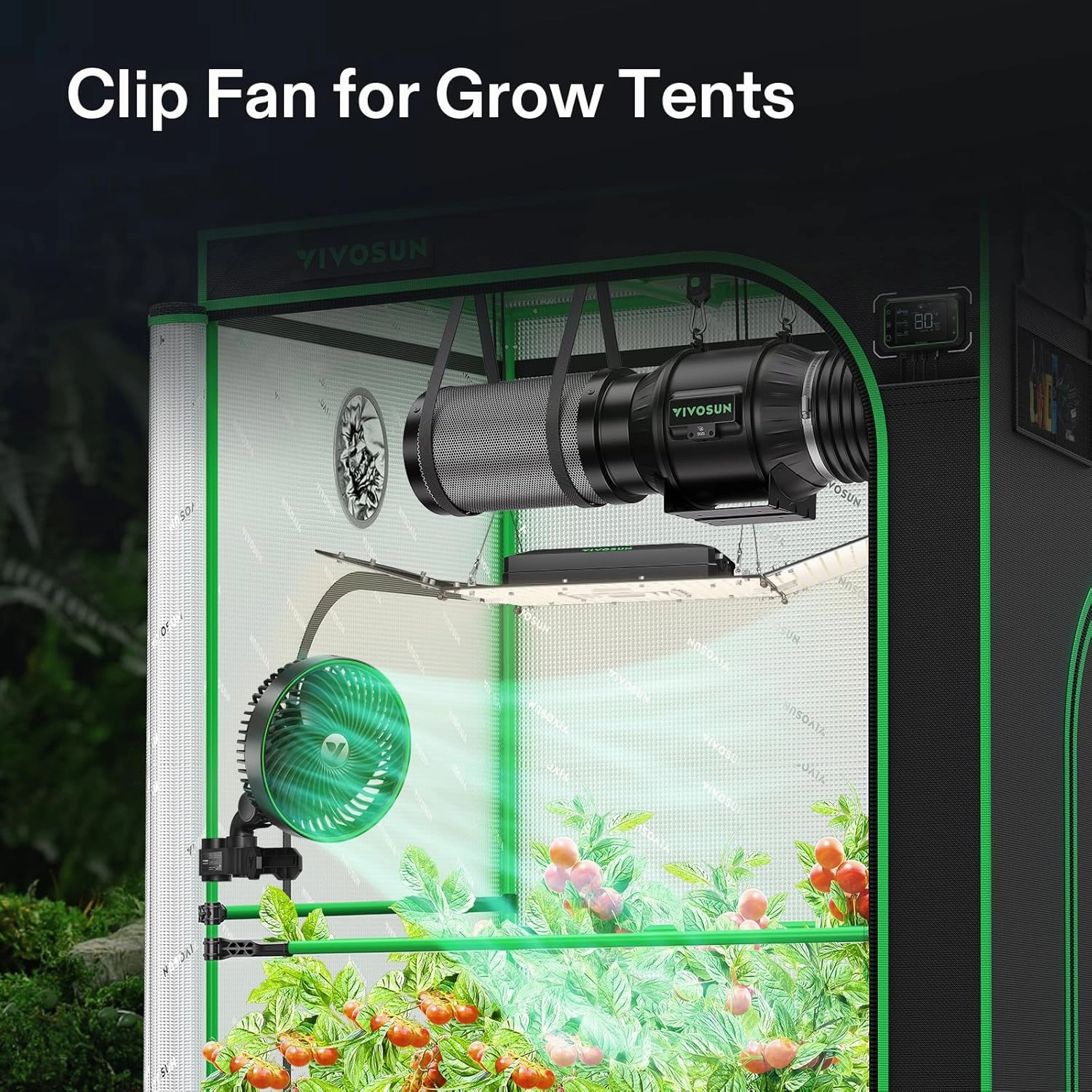 VIVOSUN AeroWave E6 Grow Tent Fan 6”, EC Motor, Smart Wifi Control, US Patented Auto Oscillating Clip fan, Weatherproof IP-54, Strong Airflow but Quiet for Hydroponic Ventilation Circulation, 1-Pack