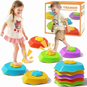 Voiced Stepping Stones for Kids, 5pcs Durable Non-Slip Balance Stones, Promoting Children's Coordination and Motor Skills, Indoor & Outdoor Toys, Obstacle Course, Gifts for 3 