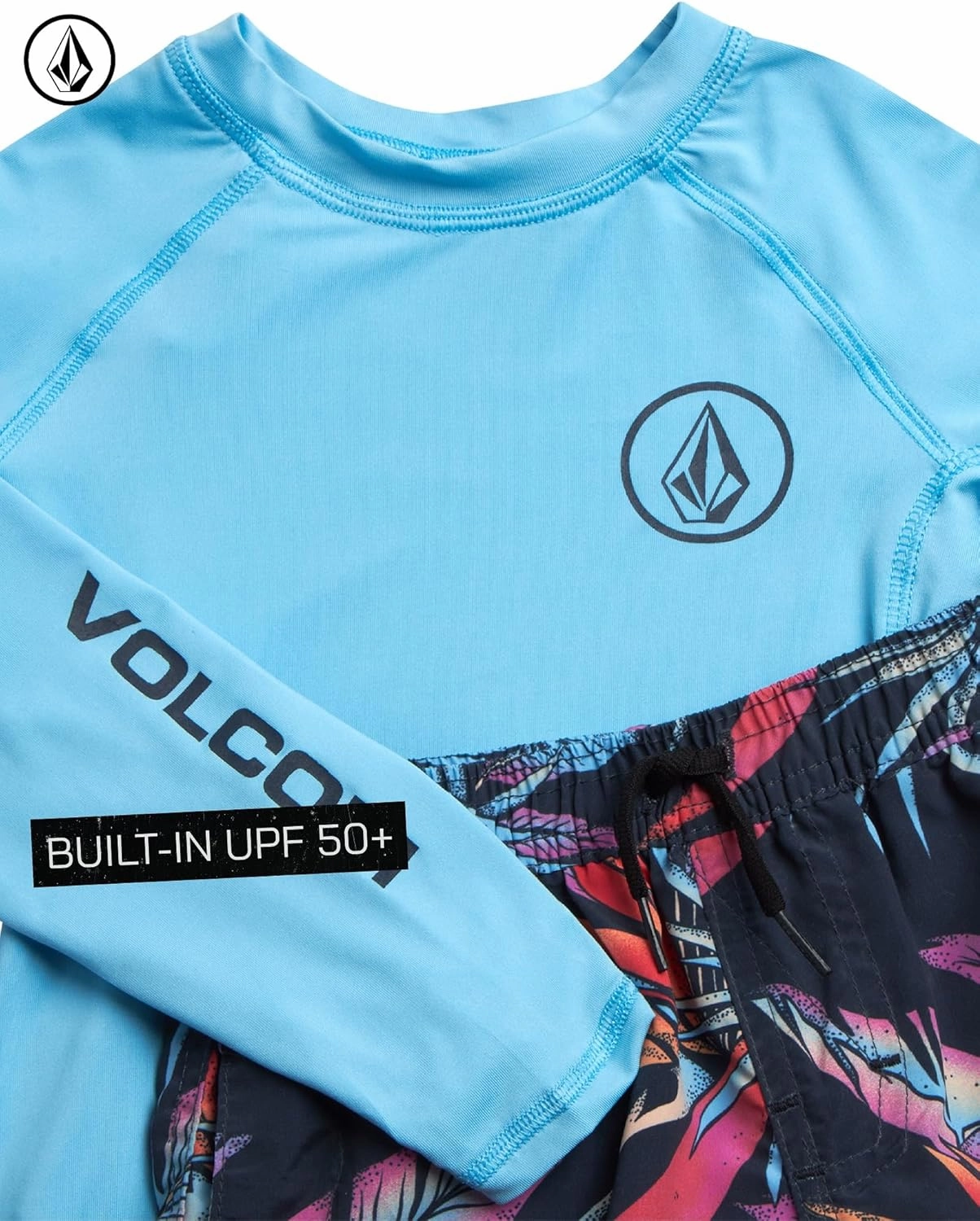 Volcom Boys' Rash Guard Set - 2 Piece UPF 50  Long Sleeve Swim Shirt and Trunks - Swimwear for Toddler Boys (Sizes: 2T-7)