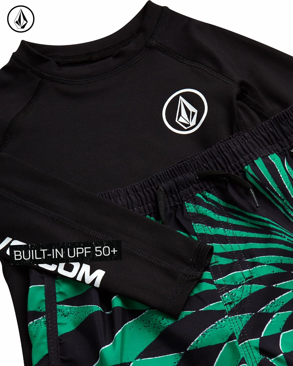 Volcom Boys' Rash Guard Set - 2 Piece UPF 50  Long Sleeve Swim Shirt and Trunks - Swimwear for Toddler Boys (Sizes: 2T-7)