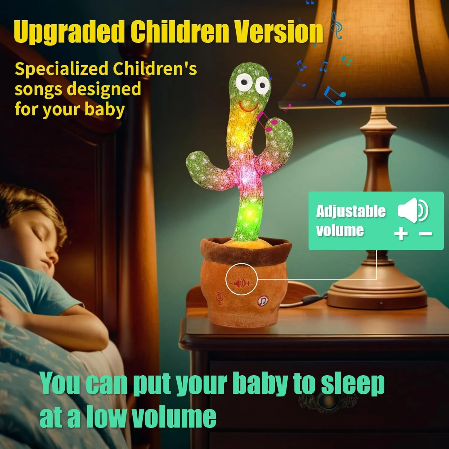 Volume Adjustable Dancing Talking Cactus, Children's Song Cactus Baby Toy Dancing Cactus Mimicking Toys, Talking Cactus Toy Singing Cactus Repeats What You Say, Repeating Cactus for Baby Toys