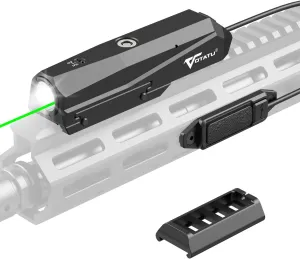 VOTATU P9L-GS 1600 Lumens Picatinny Light Laser Combo with Pressure Switch, Tactical Weapon Flashlight and Green Laser Sight Beam, Magnetic Rechargeable, Momentary/Constant-on Strobe Fuction