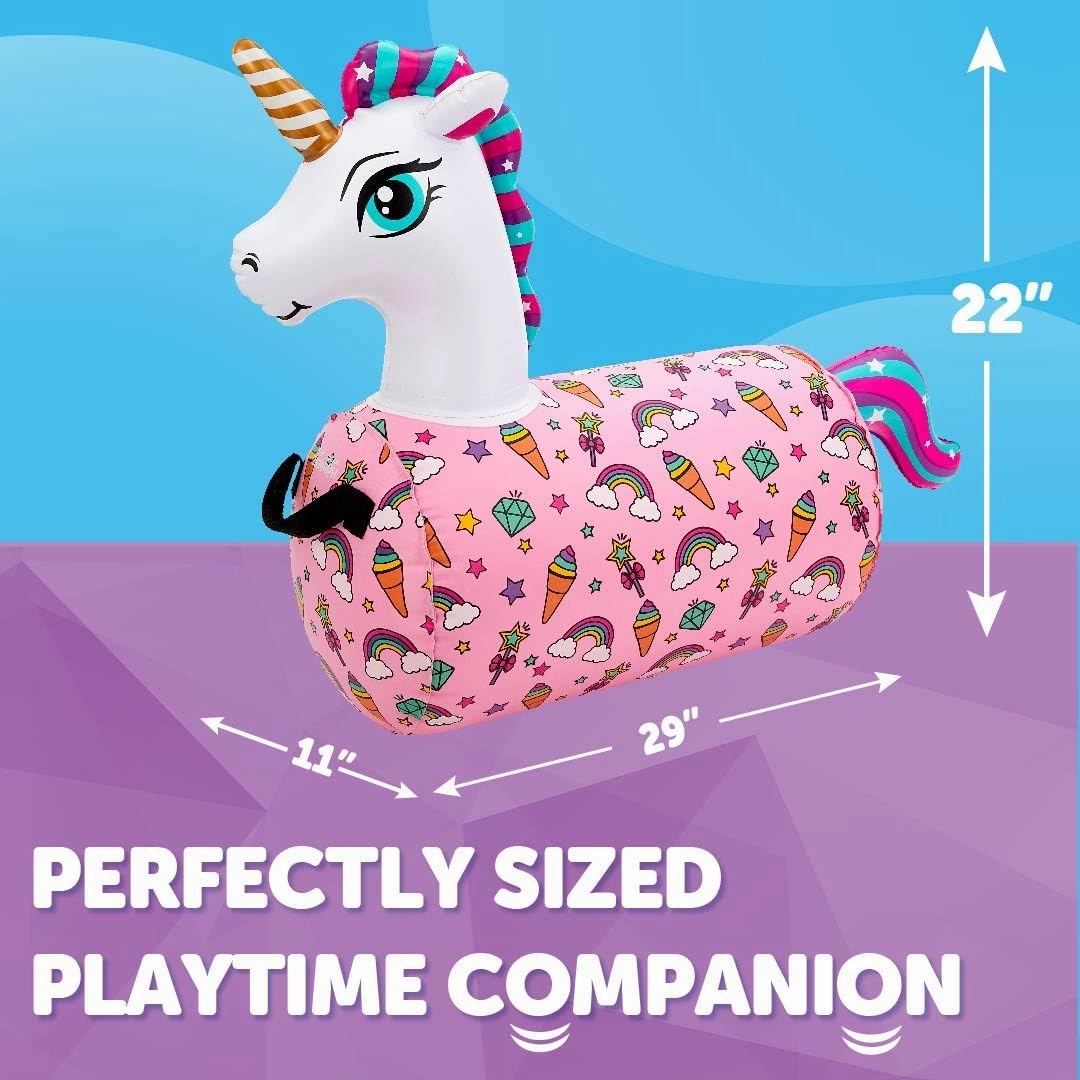WADDLE Hip Hopper Inflatable Hopping Animal Bouncer Unicorn, Ages 2 and Up, Supports Up to 85 Pounds