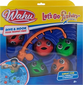 Wahu Let's Go Fishin' 6-Piece Kids Pool and Bath Toy Set for Ages 5 , Kids Fishing Water Toys Set with 1 Fishing Pole and 5 Colorful Fish