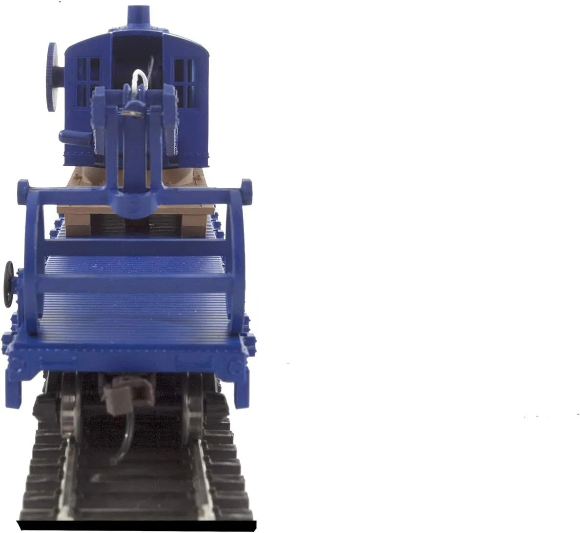 Walthers Trainline HO Scale Model Flatcar with Logging Crane - Alaska Railroad 17104, Blue