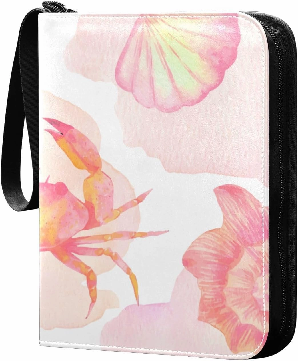 Watercolor Aquarium Card Collector Holder for Collectible Boys Girls Game Sports Cards MTG TCG, 4 Pockets Trading Card Folder Zip Card Binder