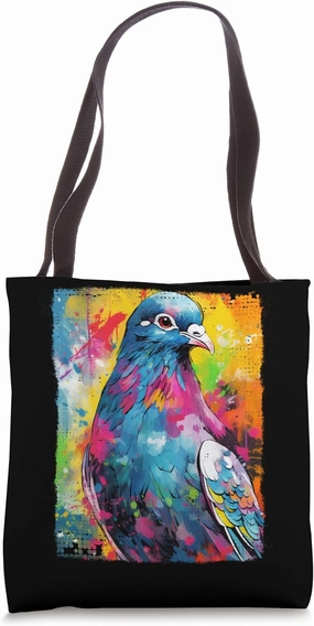 Watercolor Pigeon Hand Drawn Dove Painting Pigeon Lover Tote Bag