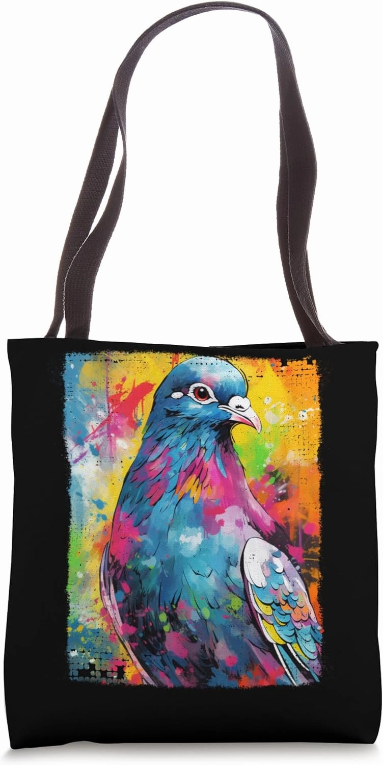 Watercolor Pigeon Hand Drawn Dove Painting Pigeon Lover Tote Bag