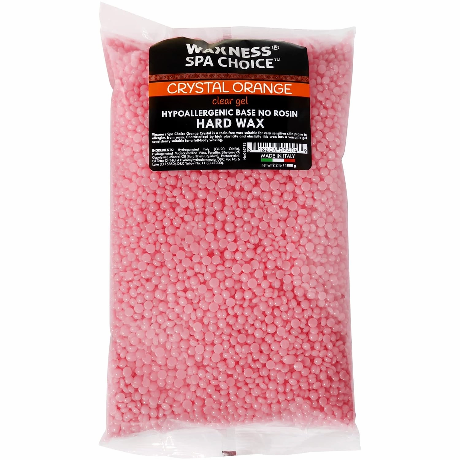 Waxness Spa Choice Crystal Orange Demi Creamy No Rosin Hard Wax Beads 2.2 lb / 1 kg