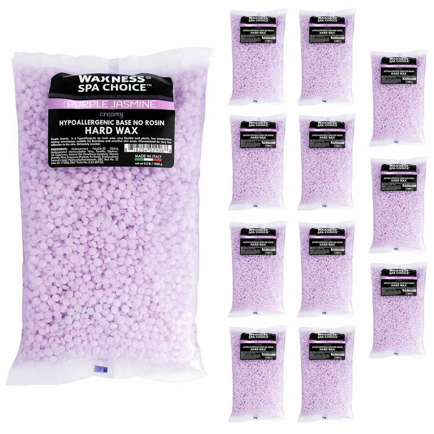Waxness Spa Choice Purple Jasmine Demi Creamy No Rosin Hard Wax Beads 2.2 lb / 1 kg Pack of 12