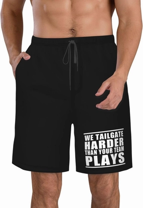 We Tailgate Harder Than Your Team Plays Men's Swim Trunks Quick Dry Beach Board Shorts Swimwear Bathing Suits,