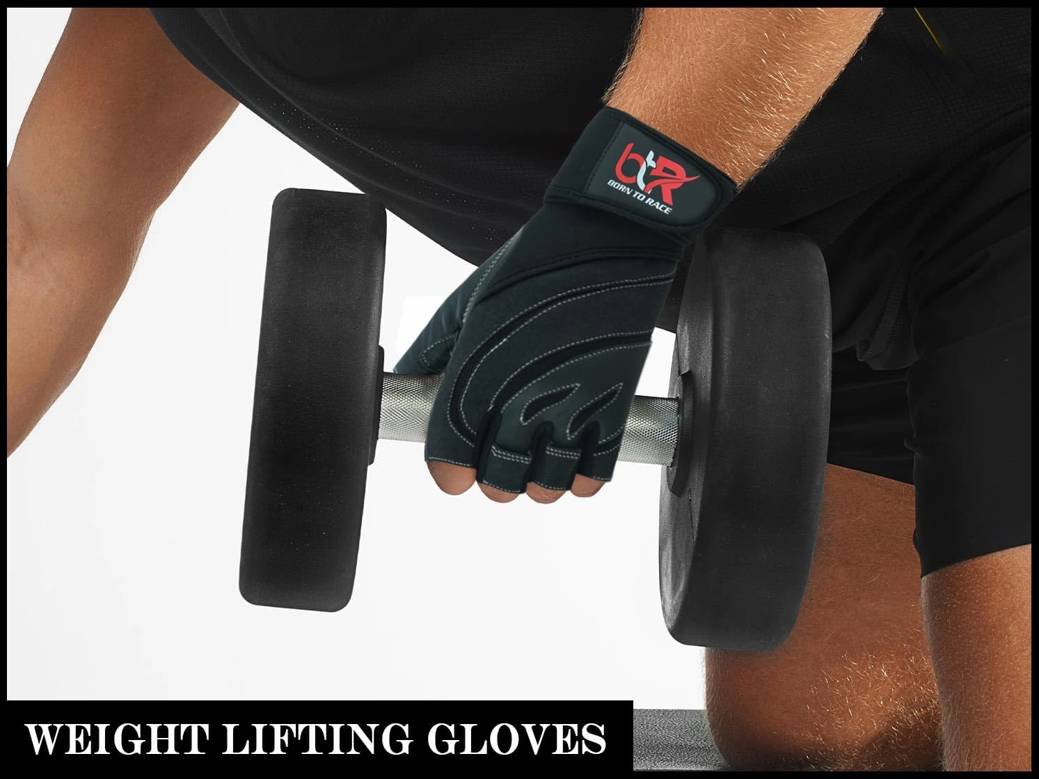 Weight Lifting Leather Padded Gloves for Men and Women Fingerless Body Building Long Wrist Support Training Gym Exercise Powerlifting Gloves Unisex Design