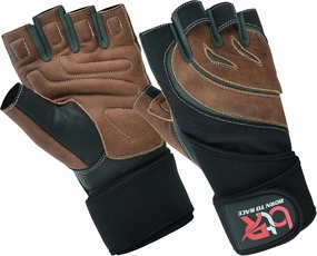 Weight Lifting Leather Padded Gloves for Men and Women Fingerless Body Building Long Wrist Support Training Gym Exercise Powerlifting Gloves Unisex Design