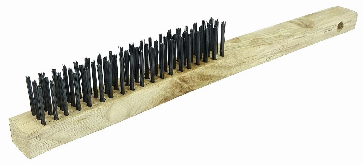 Weiler 25150 Vortec Pro Hand Wire Scratch Brush, .012 Carbon Steel Fill, Curved Handle, 3 x 19 Rows (Pack of 12)