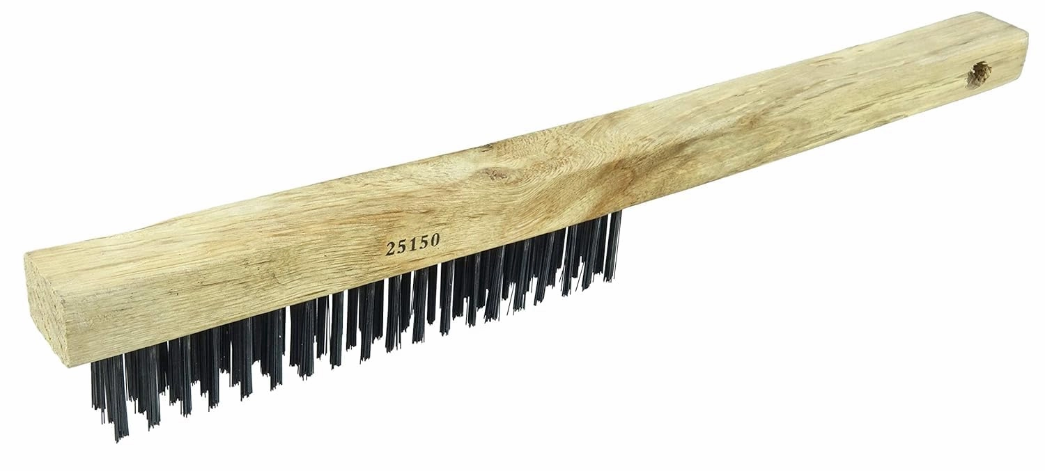 Weiler 25150 Vortec Pro Hand Wire Scratch Brush, .012 Carbon Steel Fill, Curved Handle, 3 x 19 Rows (Pack of 12)