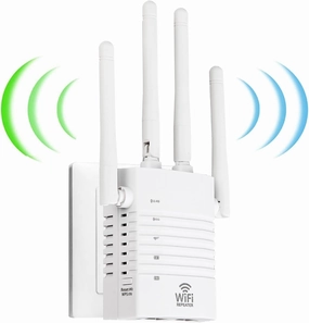 WiFi Extender,WiFi Extender Signal Booster,WiFi Booster 1200Mbps WiFi 2.4&5GHz Dual Band(10800sq.ft), WiFi Signal Strong Penetrability 35 Devices 1-Tap Setup,360° Full Coverage with Ethernet Port
