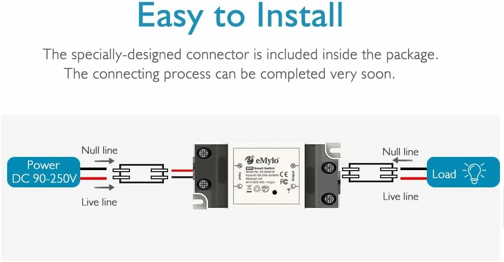 WiFi Switch, Tuya Smart Relay Wireless Remote Control Light Switch Voice Control Outlet Timer Compatible with Alexa and Google Assistant 90-250V One Channel, 3 Pack