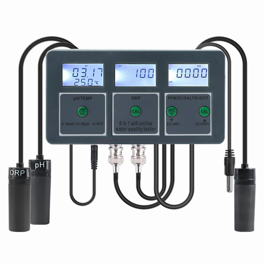 WiFi Tuya Smart pH Monitor Data Logger Temp TDS Salinity S.G. EC ORP Water Tester Monitor Analyzer for Aquariums Pool Hydroponics