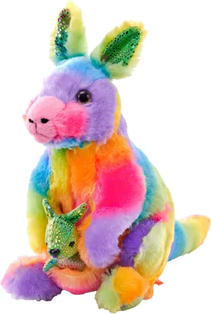 Wild Republic Rainbowkins Kangaroo, Stuffed Animal, 12 Inches, Plush Toy, Fill is Spun Recycled Water Bottles