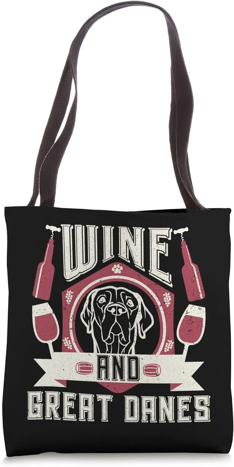 Wine And Great Danes Wine Connoisseurs Dog Owner Lovers Tote Bag