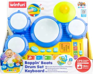 Winfun: Boppin' Beats Drum Set Keyboard - Lights & Sounds Toy, Children's Colorful Instrument, 4 Modes of Play, Demo Songs, Toddler & Kids Ages 18mo 