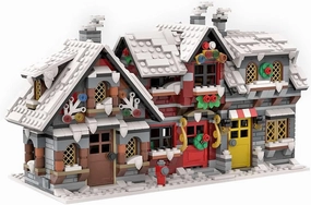 Winter House Modular Building Block Set, 2340PCS MOC Creative Christmas Village House Architecture Model, Christmas Advent Calendar Gifts for Bricks Lover