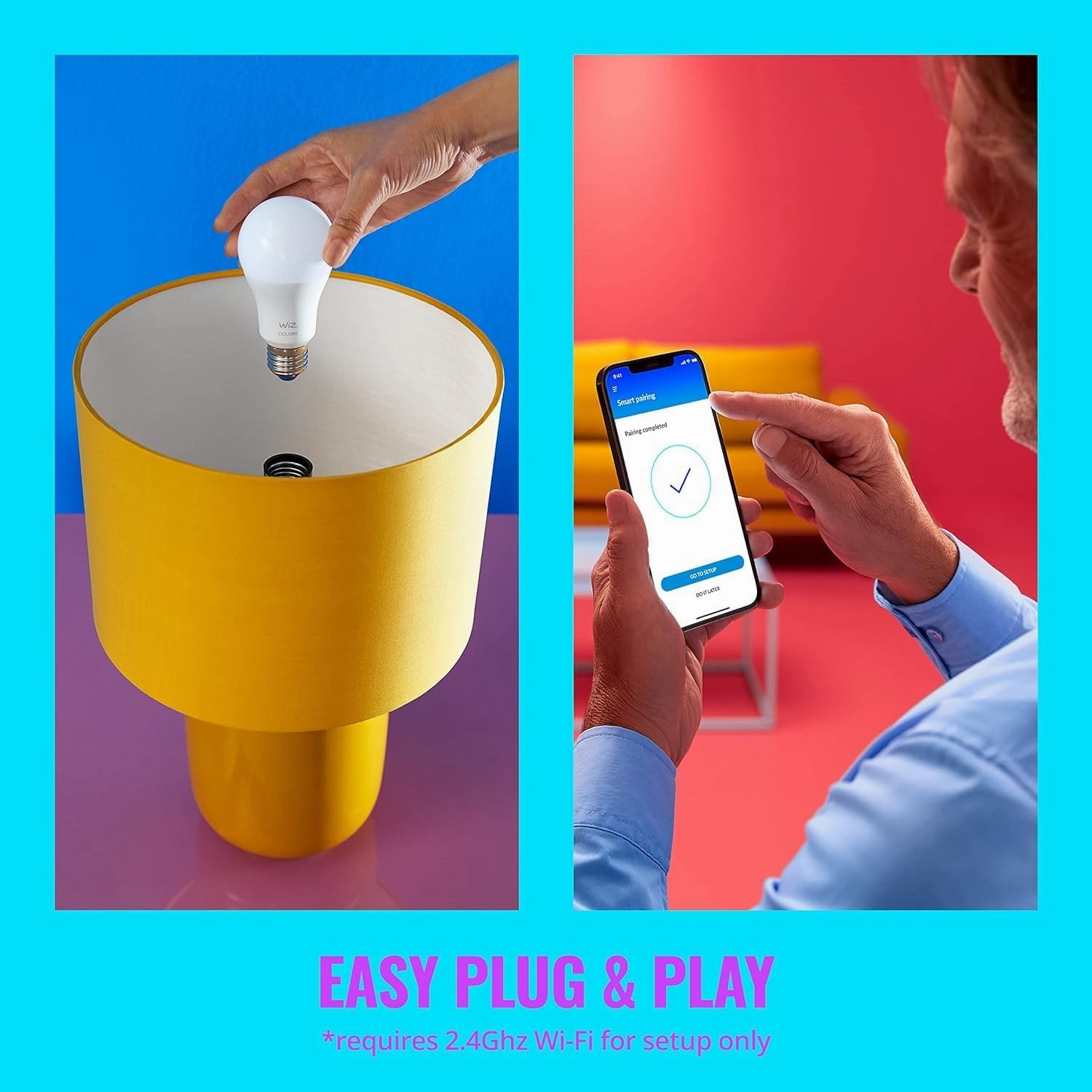 WiZ 65W BR30 Tunable White LED Smart Bulb - Pack of 6 - E26- Indoor - Connects to Your Existing Wi-Fi - Control with Voice or App   Activate with Motion - Matter Compatible
