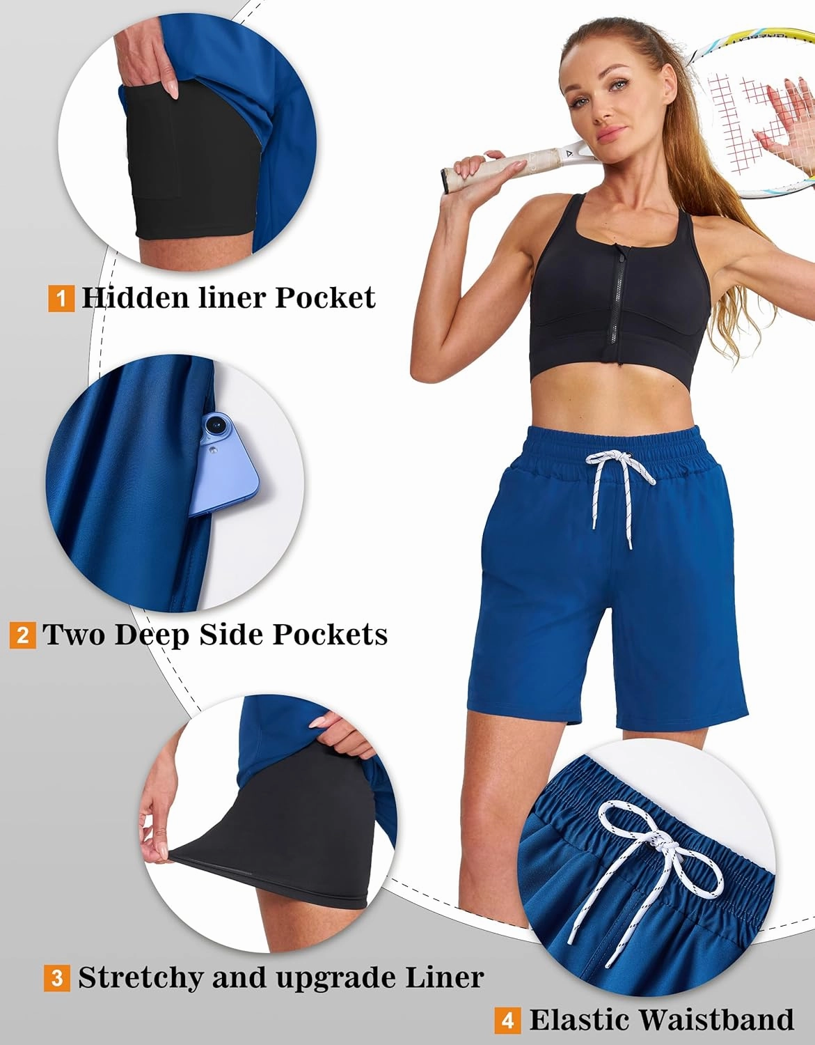 Women's 3''/5''/7'' Swim Board Shorts Quick Dry Beach Shorts with Liner Pockets Swimsuits Bottoms Trunks for Women