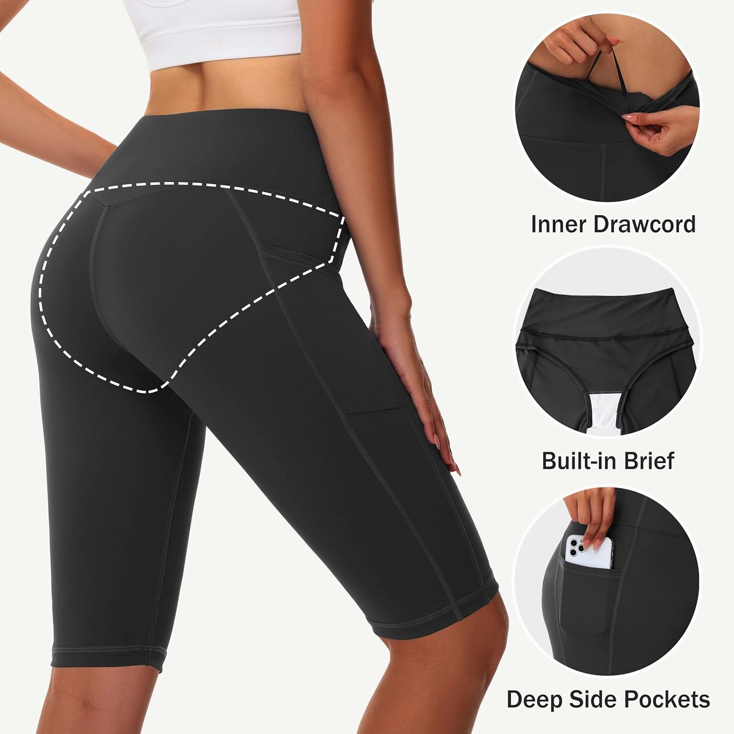 Women's High Waisted Long Swim Shorts - 5''/7''/9''/12" Tummy Control Swim Board Capris Bottoms Swimwear with Liner