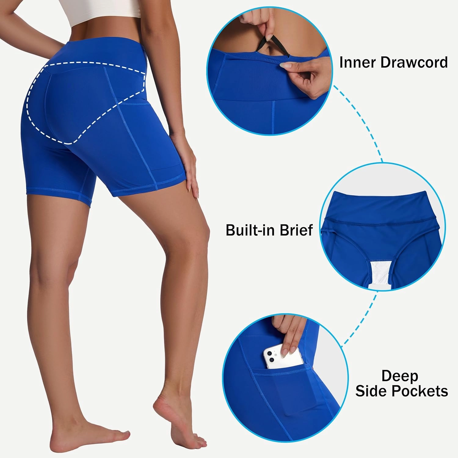 Women's High Waisted Long Swim Shorts - 5''/7''/9''/12" Tummy Control Swim Board Capris Bottoms Swimwear with Liner
