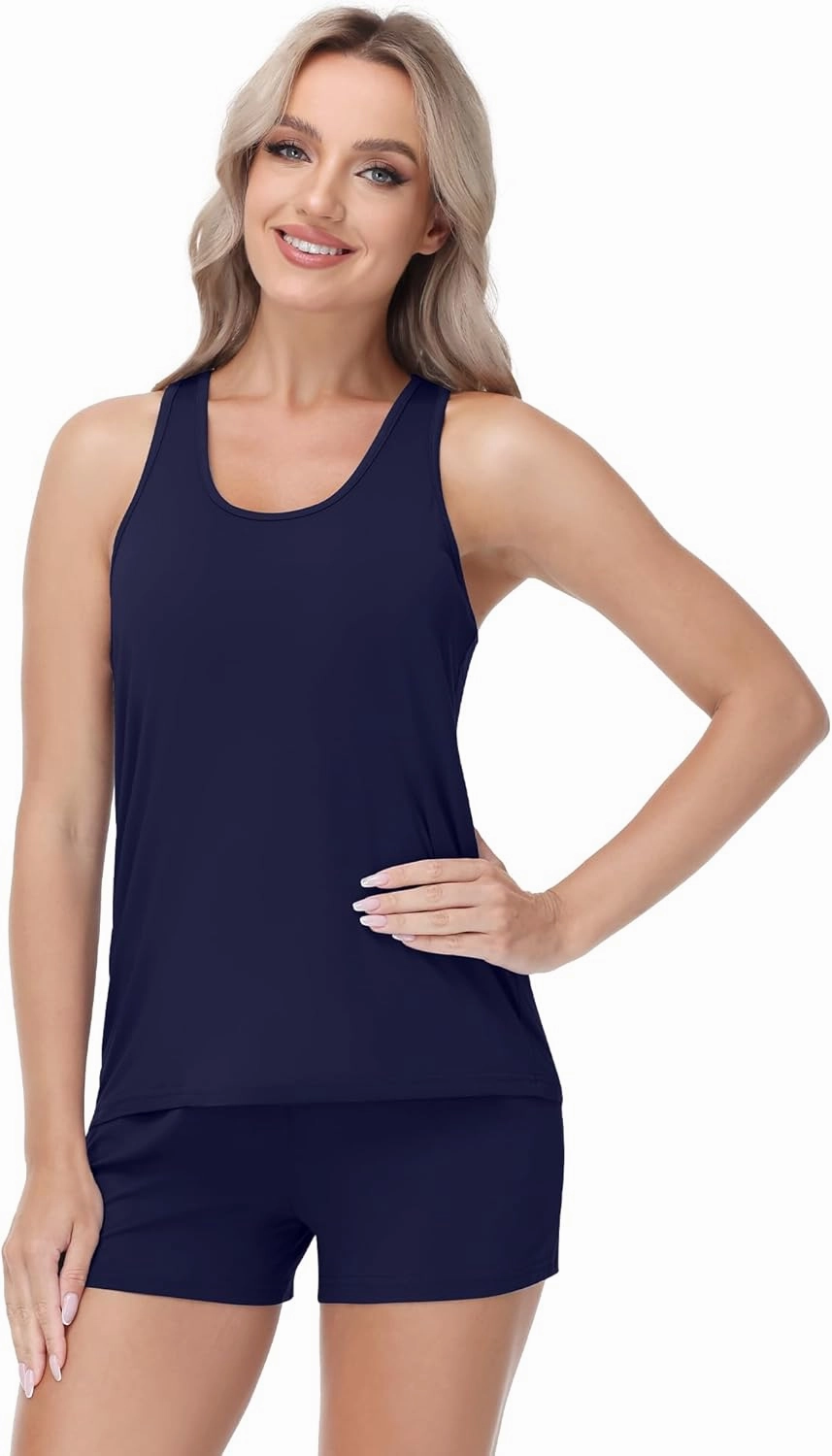 Women's Pajama Set Sleeveless Racerback Tank and Shorts PJs Sets Soft Bamboo Viscose Sleepwear S-XXL