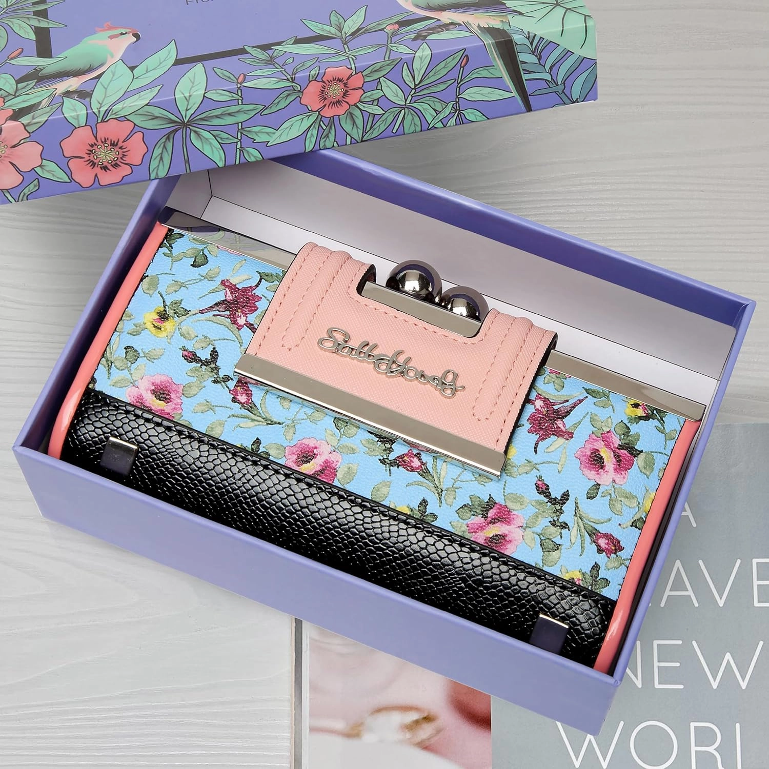 Women Wallet Leather Large Capacity Women's Handbag Large Capacity Long Wallet, with 10-card slots and clips